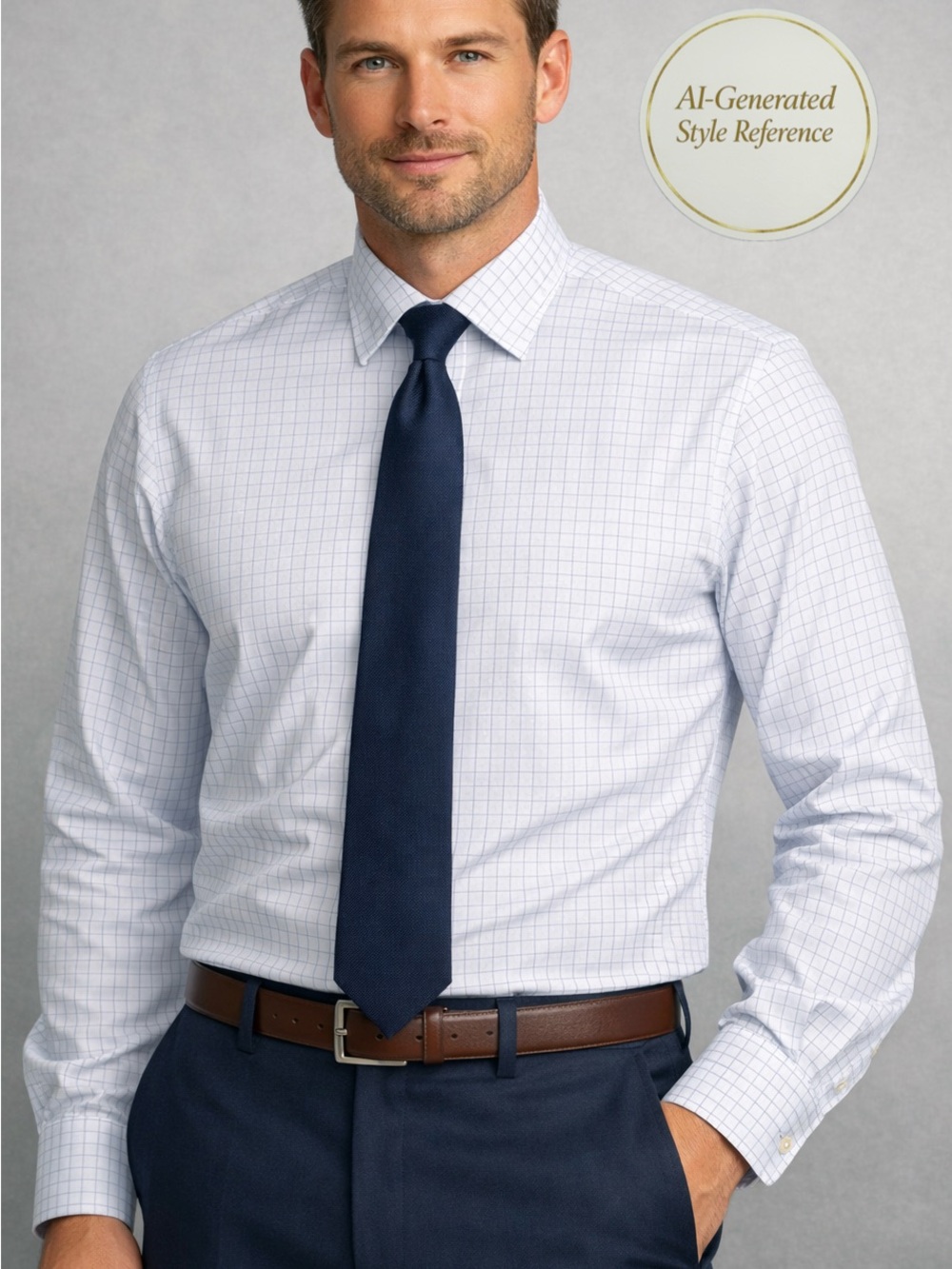 Brooks Brothers Milano Non-Iron Supima Cotton Dress Shirt 15.5 x 33 Blue Grid